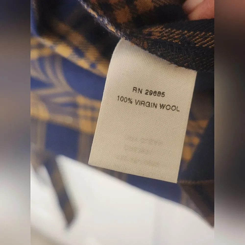 Pendleton M NavyBrownPlaid Shrtslv BeltPockets VirginWool WomenOpenedCardiganUSA